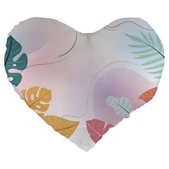 Plants Leaves Wallpaper Background Large 19  Premium Flano Heart Shape Cushions by Grandong