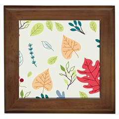 Leaves Plants Background Branches Framed Tile by Grandong