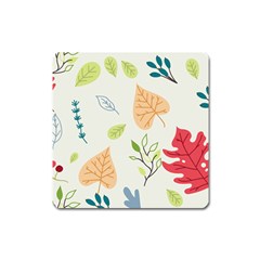 Leaves Plants Background Branches Square Magnet by Grandong