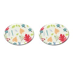 Leaves Plants Background Branches Cufflinks (oval) by Grandong