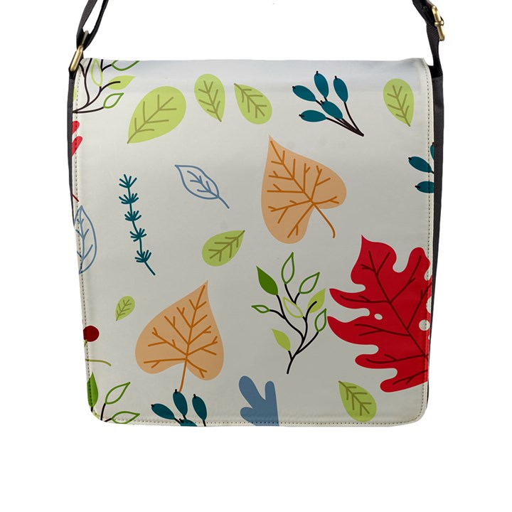 Leaves Plants Background Branches Flap Closure Messenger Bag (L)