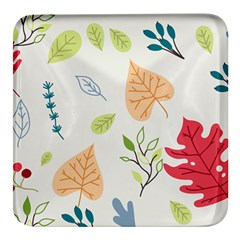 Leaves Plants Background Branches Square Glass Fridge Magnet (4 Pack) by Grandong