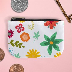 Flowers Leaves Background Floral Mini Coin Purse by Grandong