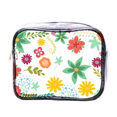 Flowers Leaves Background Floral Mini Toiletries Bag (one Side) by Grandong