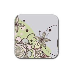 Flowers Bird Floral Floral Design Rubber Coaster (square) by Grandong