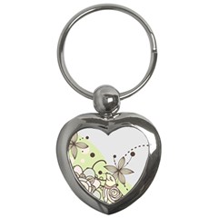 Flowers Bird Floral Floral Design Key Chain (heart) by Grandong