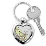 Flowers Bird Floral Floral Design Key Chain (Heart) Front