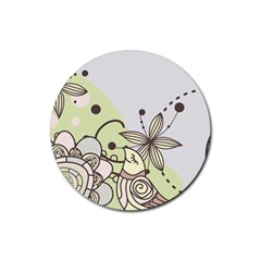 Flowers Bird Floral Floral Design Rubber Coaster (round) by Grandong