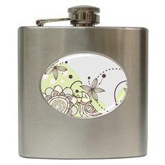 Flowers Bird Floral Floral Design Hip Flask (6 Oz) by Grandong