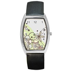 Flowers Bird Floral Floral Design Barrel Style Metal Watch by Grandong