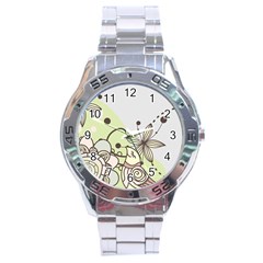 Flowers Bird Floral Floral Design Stainless Steel Analogue Watch