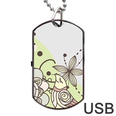 Flowers Bird Floral Floral Design Dog Tag Usb Flash (two Sides) by Grandong