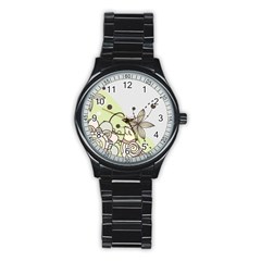 Flowers Bird Floral Floral Design Stainless Steel Round Watch by Grandong