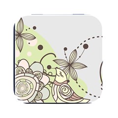 Flowers Bird Floral Floral Design Square Metal Box (black)