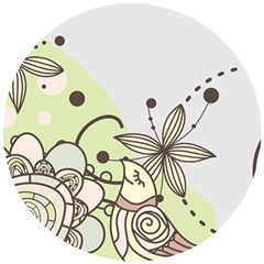 Flowers Bird Floral Floral Design Wooden Puzzle Round by Grandong