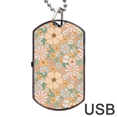 Floral Flowers Bloom Blossom Art Dog Tag Usb Flash (one Side) by Grandong