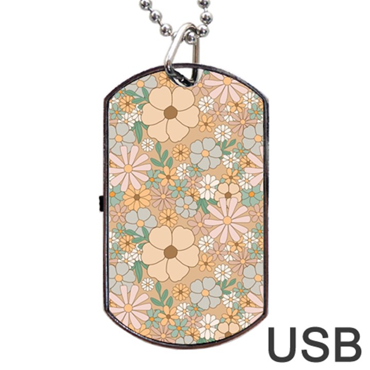 Floral Flowers Bloom Blossom Art Dog Tag USB Flash (Two Sides)