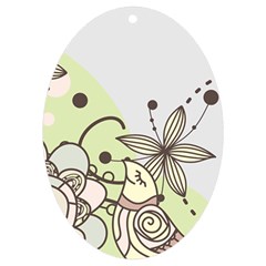 Flowers Bird Floral Floral Design Uv Print Acrylic Ornament Oval by Grandong