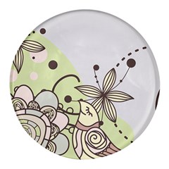 Flowers Bird Floral Floral Design Round Glass Fridge Magnet (4 Pack) by Grandong