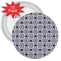 Flower Branch Corolla Wreath Lease Pattern 3  Buttons (10 Pack)  by Grandong