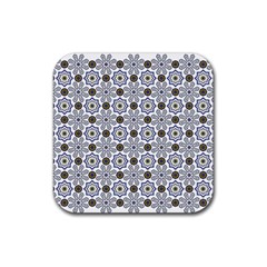 Flower Branch Corolla Wreath Lease Pattern Rubber Coaster (square) by Grandong