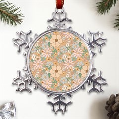 Floral Flowers Bloom Blossom Art Metal Large Snowflake Ornament by Grandong