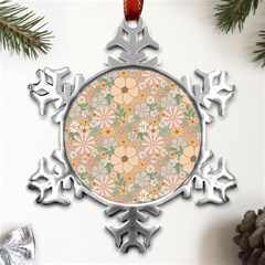 Floral Flowers Bloom Blossom Art Metal Small Snowflake Ornament by Grandong