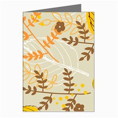 Leaves Flowers Background Pattern Greeting Cards (pkg Of 8) by Grandong