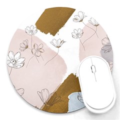 Flower Branch Corolla Wreath Round Mousepad by Grandong