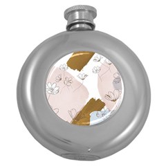 Flower Branch Corolla Wreath Round Hip Flask (5 Oz) by Grandong