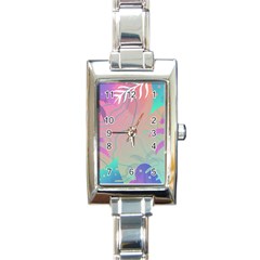 Palm Trees Leaves Plants Tropical Rectangle Italian Charm Watch by Grandong