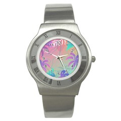 Palm Trees Leaves Plants Tropical Stainless Steel Watch by Grandong