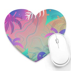 Palm Trees Leaves Plants Tropical Heart Mousepad by Grandong