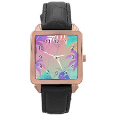 Palm Trees Leaves Plants Tropical Rose Gold Leather Watch  by Grandong