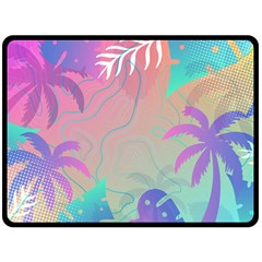 Palm Trees Leaves Plants Tropical Two Sides Fleece Blanket (large) by Grandong