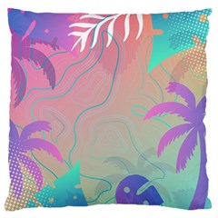 Palm Trees Leaves Plants Tropical Large Premium Plush Fleece Cushion Case (one Side) by Grandong