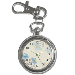 Digital Paper Flowers Background Key Chain Watches by Grandong