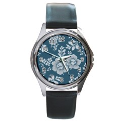 Flowers Design Floral Pattern Round Metal Watch by Grandong