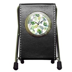 Leaves Foliage Pattern Abstract Pen Holder Desk Clock by Grandong