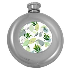 Leaves Foliage Pattern Abstract Round Hip Flask (5 Oz) by Grandong