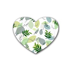 Leaves Foliage Pattern Abstract Rubber Coaster (heart) by Grandong