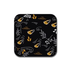 Leaves Coffee Digital Paper Cup Rubber Square Coaster (4 Pack) by Grandong