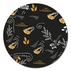 Leaves Coffee Digital Paper Cup Magnet 5  (round) by Grandong