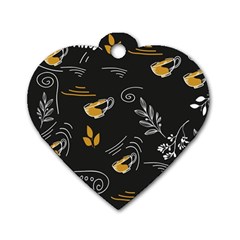 Leaves Coffee Digital Paper Cup Dog Tag Heart (one Side) by Grandong