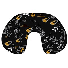 Leaves Coffee Digital Paper Cup Travel Neck Pillow by Grandong