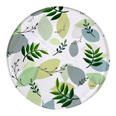 Leaves Foliage Pattern Abstract Round Glass Fridge Magnet (4 Pack) by Grandong