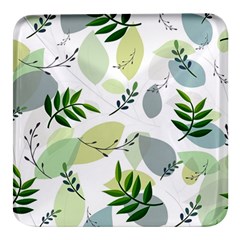 Leaves Foliage Pattern Abstract Square Glass Fridge Magnet (4 Pack) by Grandong