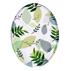 Leaves Foliage Pattern Abstract Oval Glass Fridge Magnet (4 Pack) by Grandong