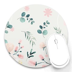 Flower Branch Corolla Wreath Lease Round Mousepad by Grandong