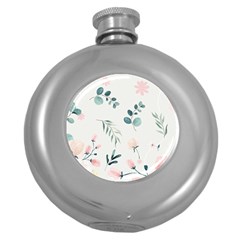 Flower Branch Corolla Wreath Lease Round Hip Flask (5 Oz) by Grandong